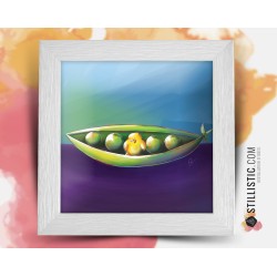 Cadre carré avec Illustration Petit Pois et Poussin Pâques pour Chambre Enfant bébé 25x25cm