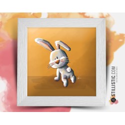 Cadre carré avec Illustration Lapin pour Chambre Enfant bébé 25x25cm