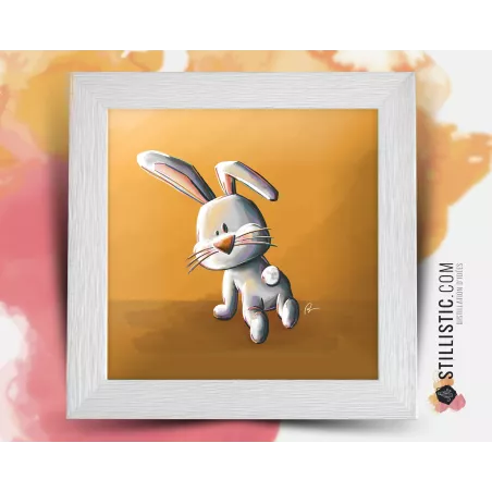 Cadre carré avec Illustration Lapin pour Chambre Enfant bébé 25x25cm