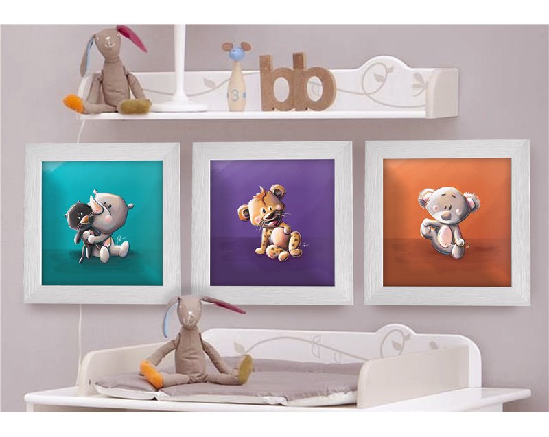 Cadre carré avec Illustration Lapin pour Chambre Enfant bébé 25x25cm