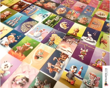 Carte de voeux papier 350g avec Illustration Originale Chiot Gourmand et ses Donuts pour Amitié Anniversaire