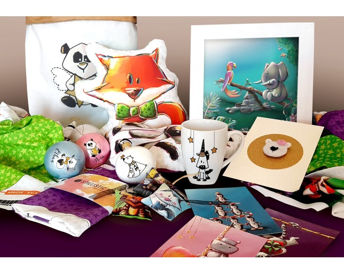Carte de voeux papier 350g avec Illustration Originale Chiot Gourmand et ses Donuts pour Amitié Anniversaire
