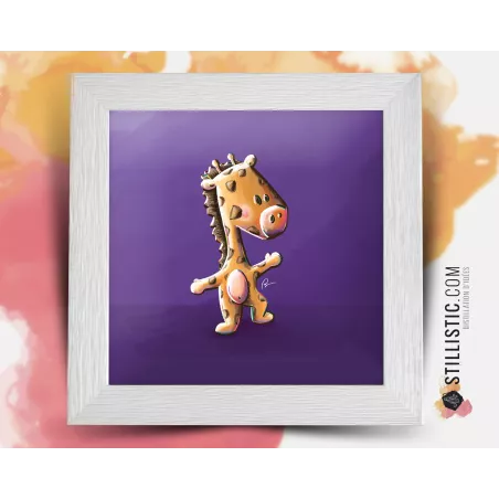 Cadre carré avec Illustration Girafe pour Chambre Enfant bébé 25x25cm