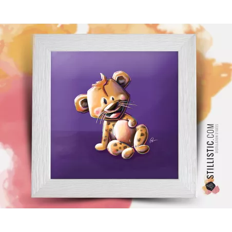 Cadre carré avec Illustration Petite hyène pour Chambre Enfant bébé 25x25cm