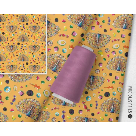 Tissu au mètre Sans substances nocives motif paon sur commande coton bio gots, minky, velours, simili-cuir Oekotex sans substanc