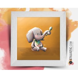 Cadre carré avec Illustration Eléphant pour Chambre Enfant bébé 25x25cm