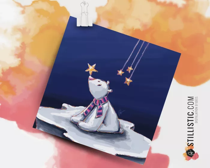 Poster illustration Ours polaire 30x30 cm