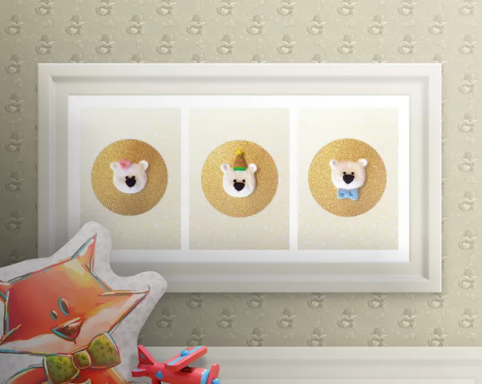 Carte de voeux Ours polaire laine feutrée Décoration chambre Anniversaire Naissance Fille Fête