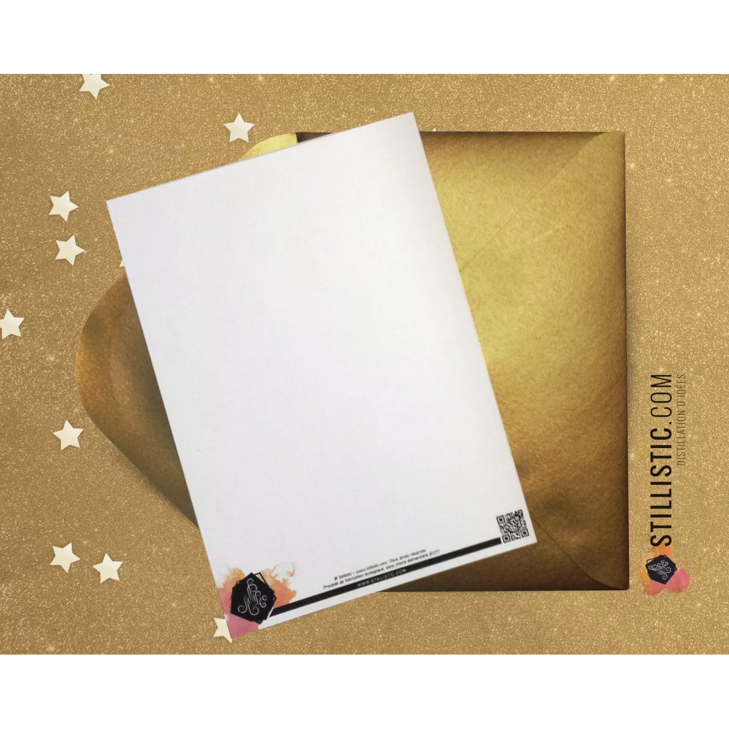 Carte de voeux grand format Ours et noeud papillon + enveloppe