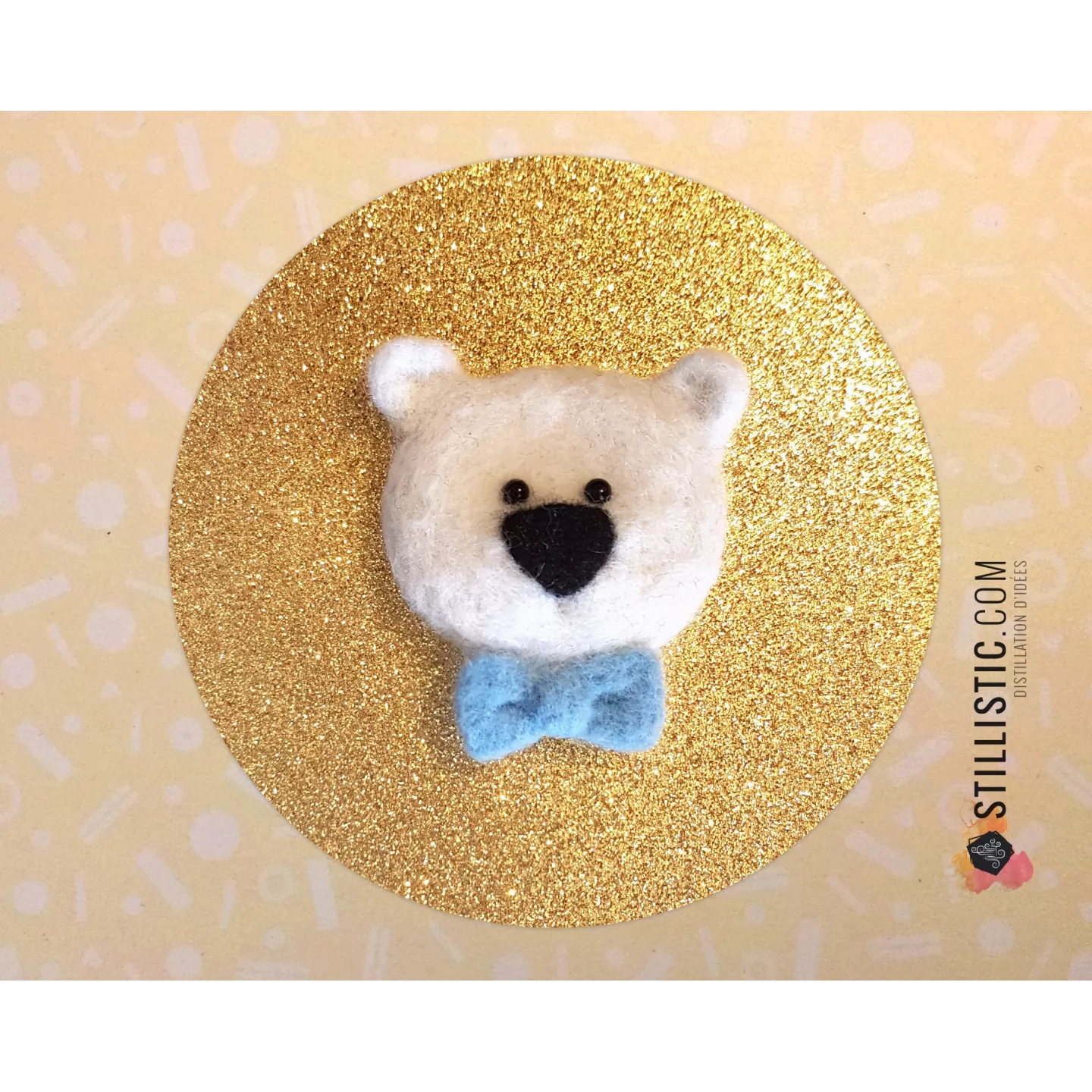 Carte de voeux grand format Ours et noeud papillon + enveloppe