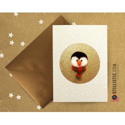 Carte de voeux grand format Pingouin + enveloppe