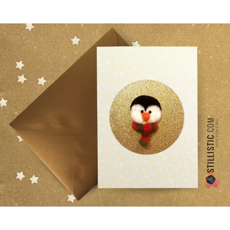 Carte de voeux grand format Pingouin + enveloppe
