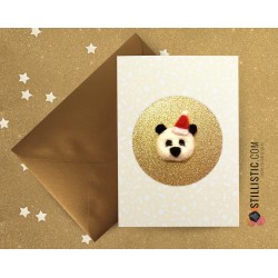 Carte de voeux grand format Panda Noël + enveloppe