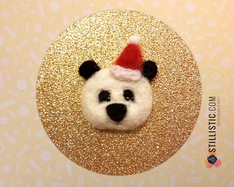 Carte de voeux grand format Panda Noël + enveloppe