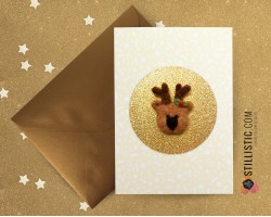 Carte de voeux grand format Renne Noël + enveloppe