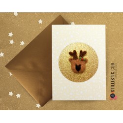 Carte de voeux grand format Renne Noël + enveloppe