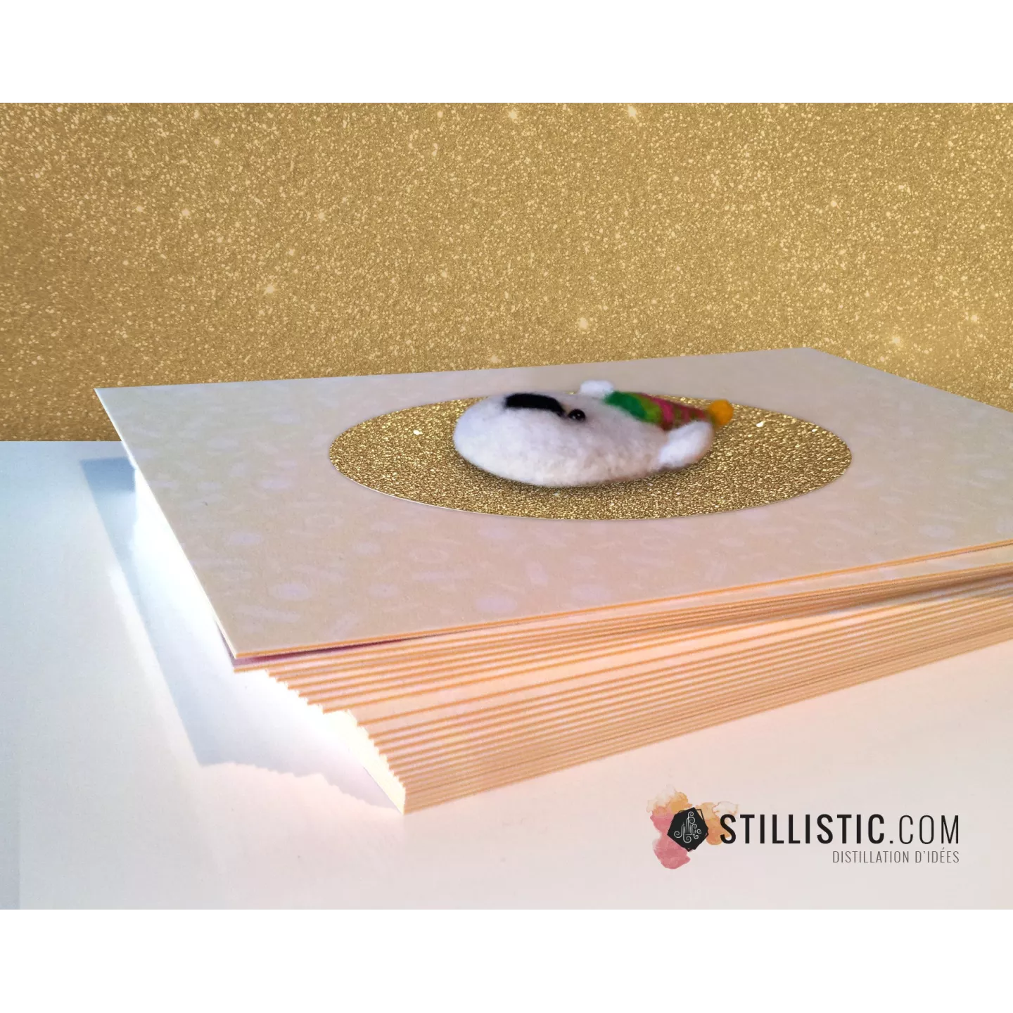 Carte de voeux grand format Ours chapeau anniversaire + enveloppe