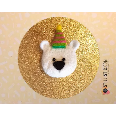 Carte de voeux grand format Ours chapeau anniversaire + enveloppe