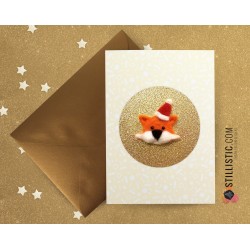 Carte de voeux grand format Renard Noël + enveloppe