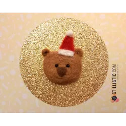 Carte de voeux grand format Ours brun Noël + enveloppe
