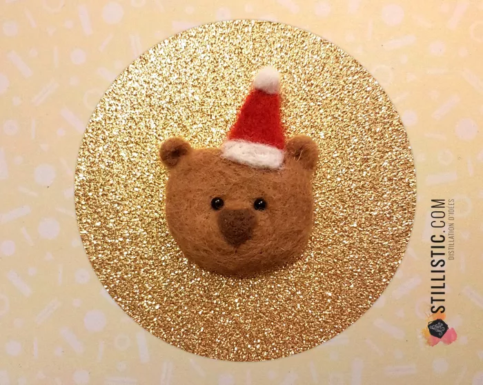 Carte de voeux grand format Ours brun Noël + enveloppe
