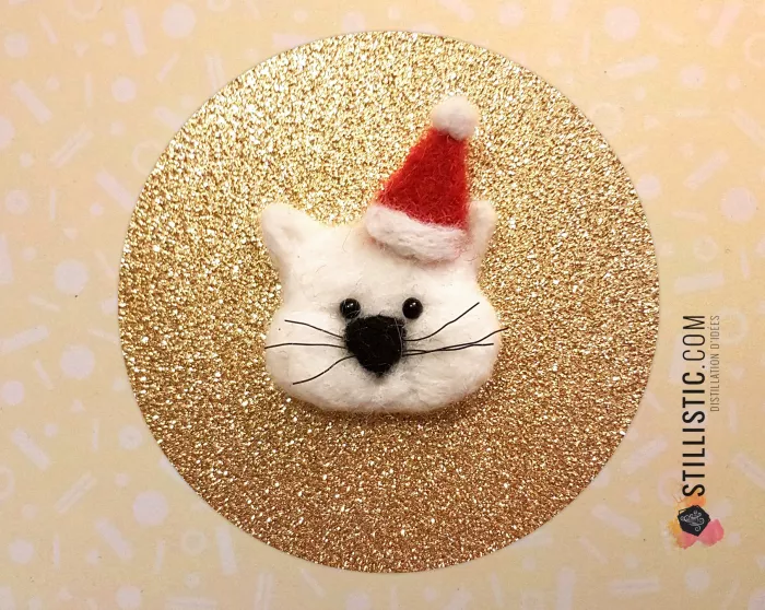 Carte de voeux grand format Chat Noël + enveloppe