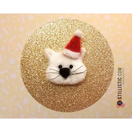 Carte de voeux grand format Chat Noël + enveloppe