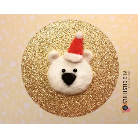 Carte de voeux grand format Ours polaire Noël + enveloppe