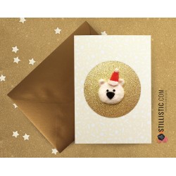 Carte de voeux grand format Ours polaire Noël + enveloppe