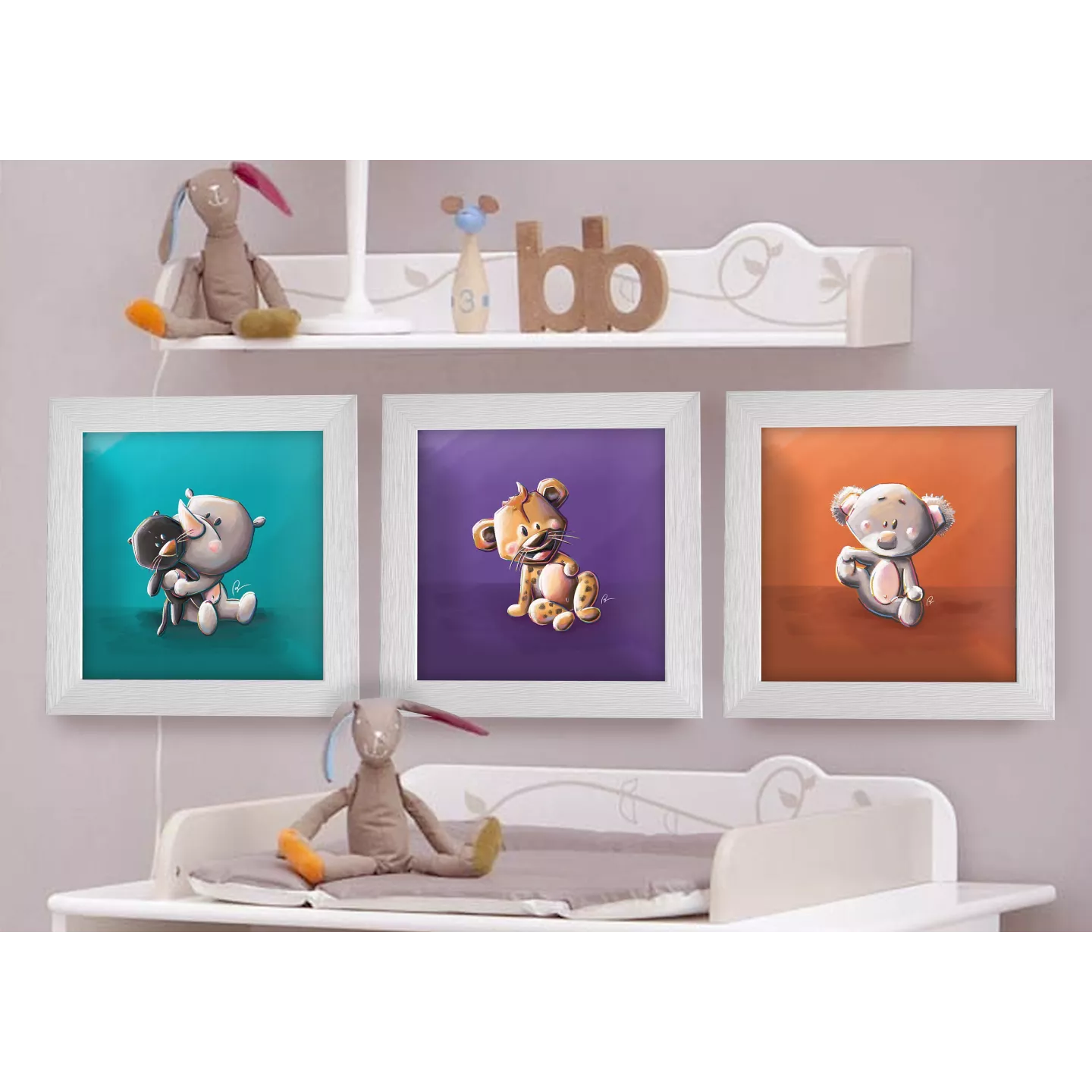 Cadre illustration Chaton 25x25cm