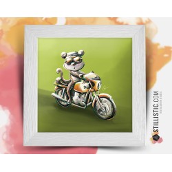 Cadre illustration Singe motard r90s Daytona 25x25cm