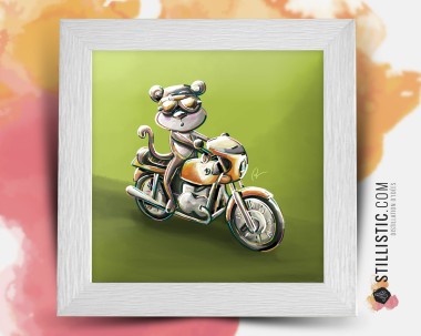 Cadre illustration Singe motard r90s Daytona 25x25cm