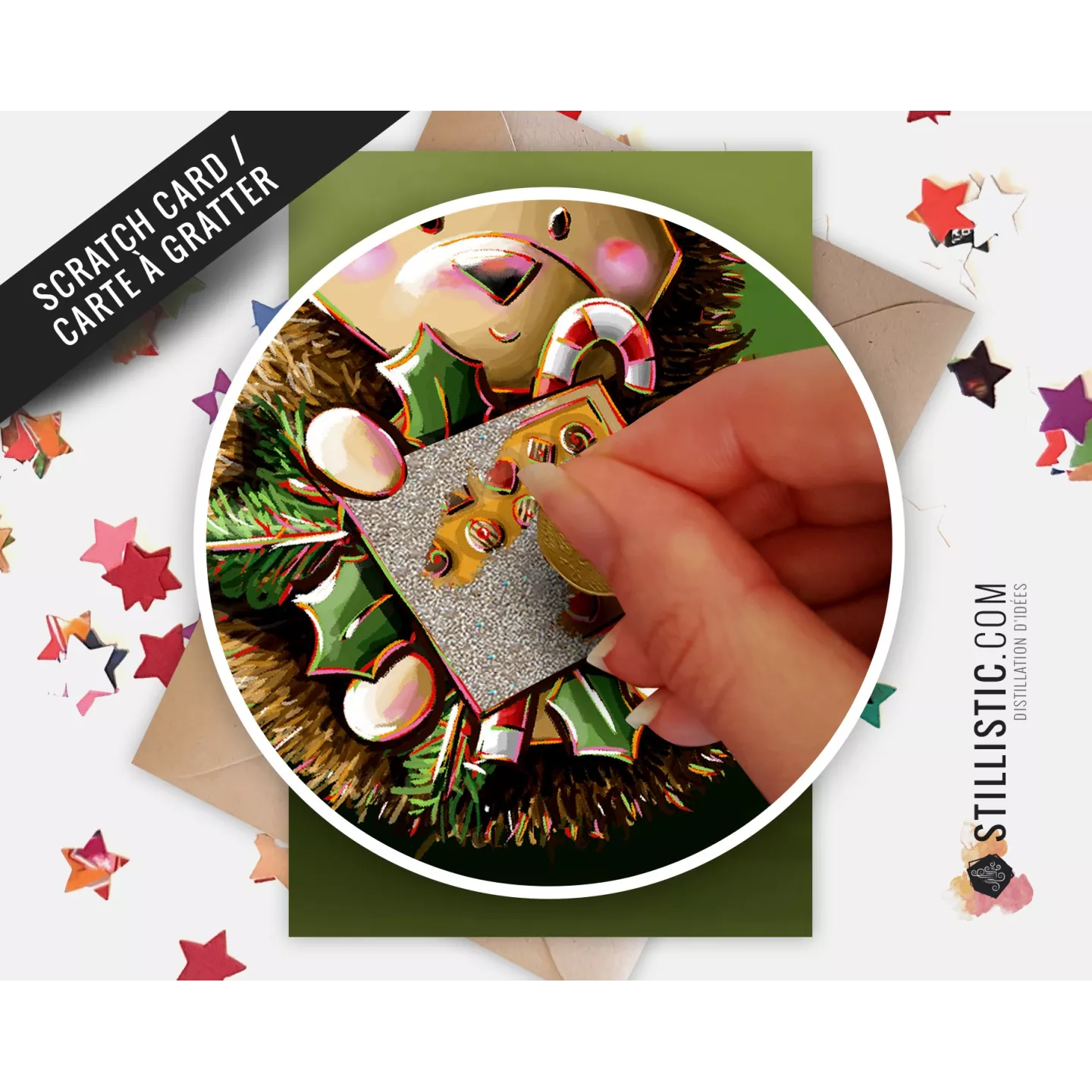 Carte de voeux Illustration Herisson à gratter