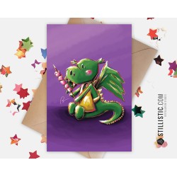 Carte de voeux Illustration Dragon et Chamallows