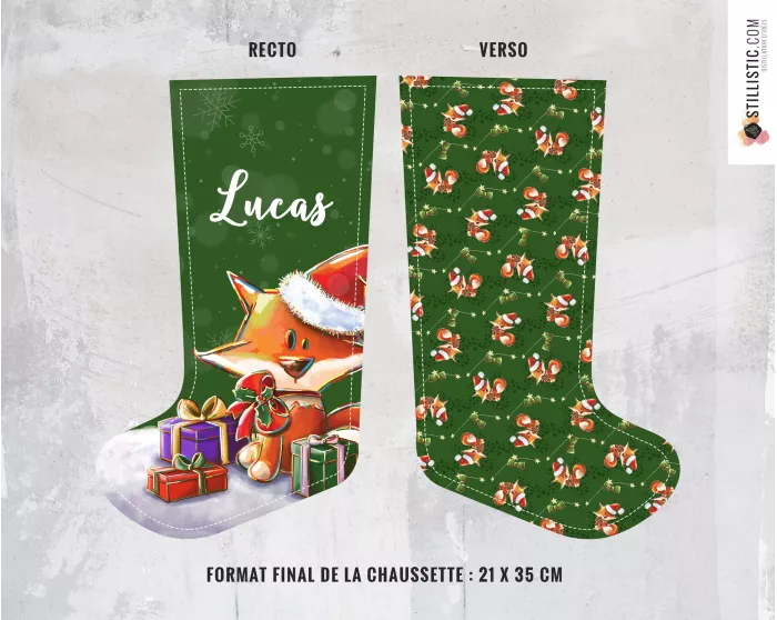 Coupon tissu Chaussettes de Noël à découper et coudre tigre ours panda renard coton bio gots, minky, velours, simili-cuir Oekote
