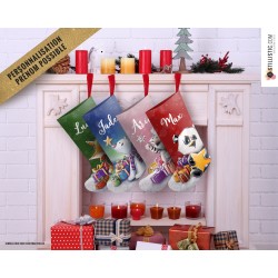 Coupon tissu Chaussettes de Noël Oeko Tex à découper et coudre