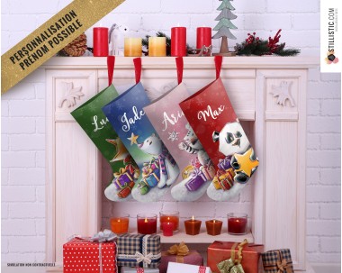 Coupon tissu Chaussettes de Noël Oeko Tex à découper et coudre