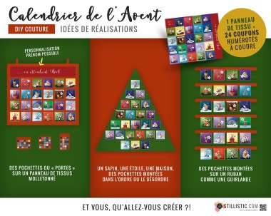 Coupon tissu Calendrier de l'Avent à découper et à coudre