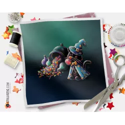 Coupon illustré Chat bonbons coton ou minky