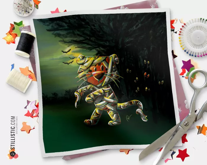 Coupon illustré Tigre momie coton ou minky