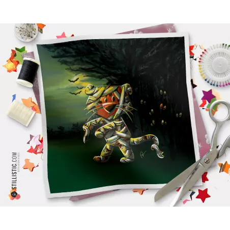 Coupon illustré Tigre momie coton ou minky