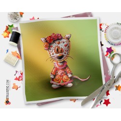 Coupon illustré Halloween Souris mexicaine coton ou minky