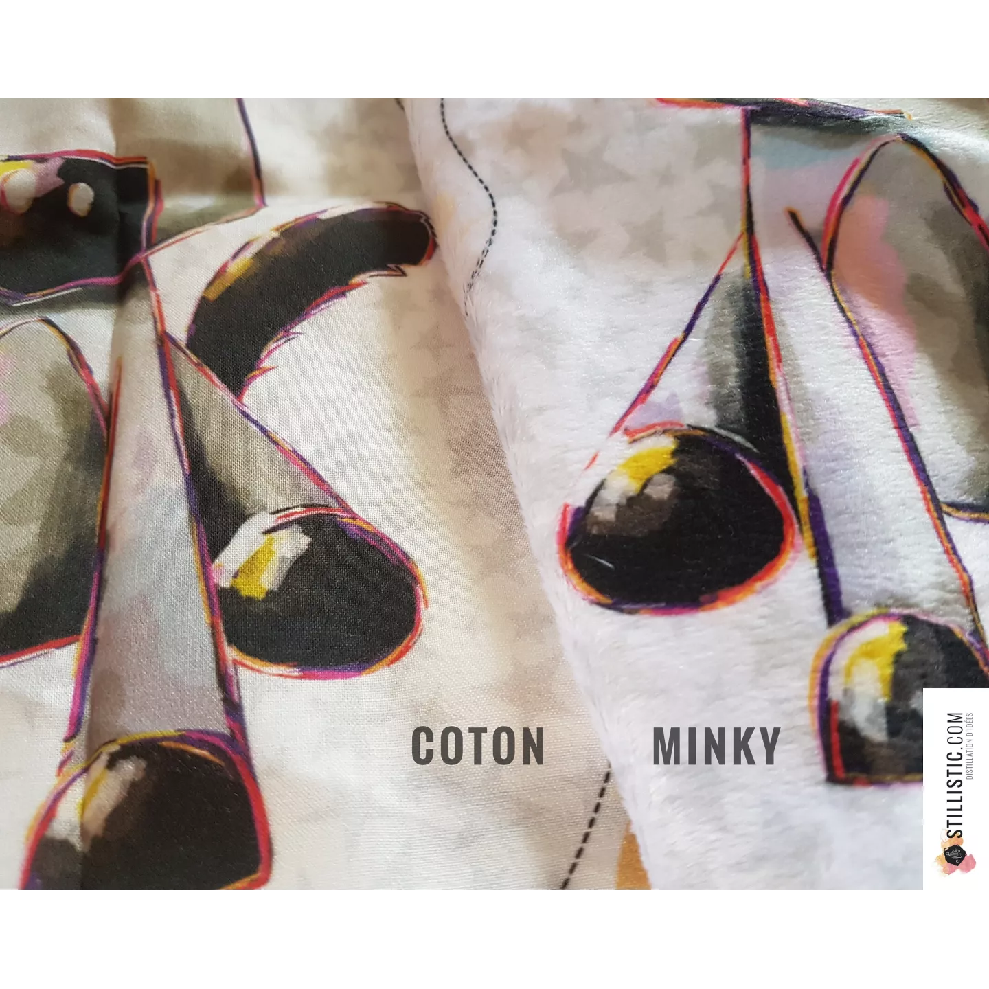 Coupon tissu illustré coton ou minky