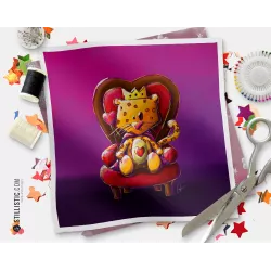 Coupon tissu illustré Léopard Saint-Valentin coton ou minky