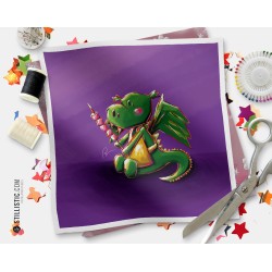 Coupon tissu illustré Dragon Chamallow coton ou minky