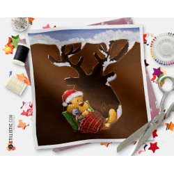 Coupon tissu illustré Noël Marmotte coton ou minky