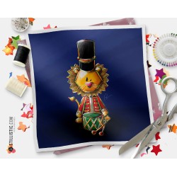 Coupon tissu illustré Noël Lion Casse-noisette coton ou minky