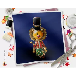 Coupon tissu illustré Noël Lion Casse-noisette coton ou minky