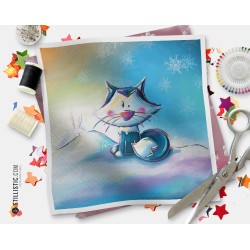 Coupon tissu illustré Renard polaire coton ou minky