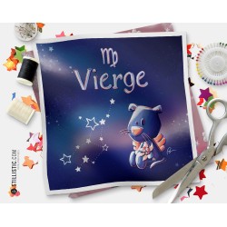 Coupon tissu illustré Astrologie Vierge coton ou minky